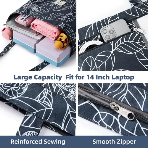 Miniatura 4 de Bolsas de yoga WLLWOO WLLWOO para mujeres con porta-mats de yoga, bolsa de lona para llevar, para pilates, para el hombro, para viajes, oficina, Hoja