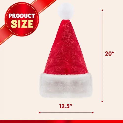 Miniatura 7 de JOYIN 12 PCS Sombreros de Papá Noel, Sombreros de Navidad de Terciopelo Rojo Afelpado con Puños Blancos como Regalo para Adolescentes, Adultos