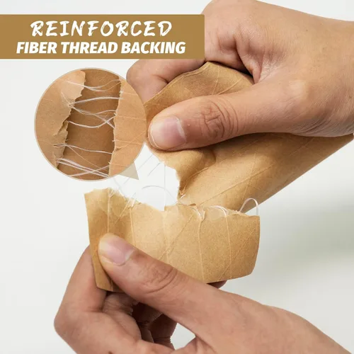 Miniatura 4 de TAPEBEAR Cinta activada por agua de 2.75 pulgadas x 377 pies, cinta engomada reforzada con fibra, cinta de papel kraft ecológica, cinta de embalaje