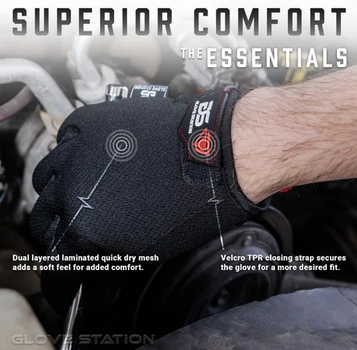 Miniatura 5 de Glove Station Guantes tácticos para hombre, serie esencial, guantes de trabajo mecánico resistentes
