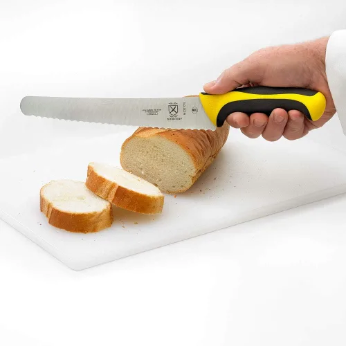 Miniatura 7 de Mercer Culinary Millennia Colors - Cuchillo para pan, borde ondulado de 10 pulgadas de ancho, color amarillo