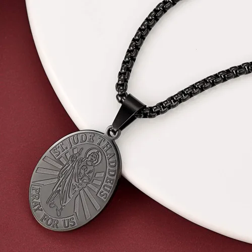 Miniatura 8 de FaithHeart Collar de San CristóbalJudeJosephAnthonyThomasBenedictoPatricio collar de acero inoxidable medalla de santos católicos patronos joyería