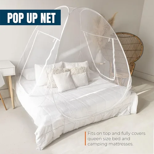 Miniatura 3 de MEKKAPRO Carpa con Mosquitera – Gran envolvente de carpa de malla plegable de 80" x 71" x 63", diseño desplegable portátil, pantalla de agujeros
