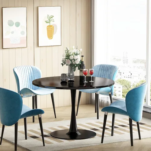 Miniatura 4 de Recaceik Mesa de comedor redonda moderna, mesa de tulipanes de 31.5 pulgadas con tablero de MDF y base de pedestal de metal para comedor, sala