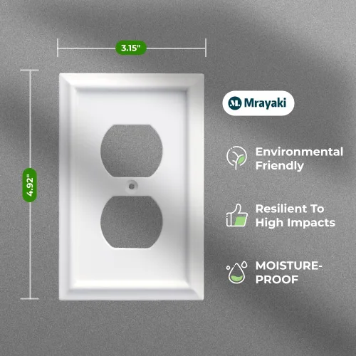 Miniatura 3 de Cubiertas para Tomacorrientes Dúplex de Pared, Cubierta Clásica para Interruptor de Luz Blanco – Placa de Cubierta de Tomacorriente Eléctrico
