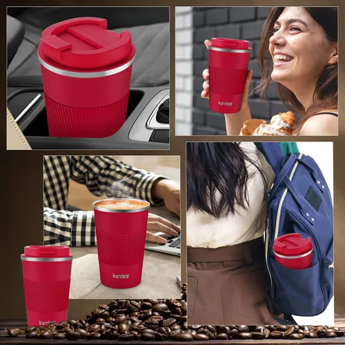 Miniatura 5 de KETIEE Taza de Café de Viaje a Prueba de Derrames 12oz, Taza de Viaje Aislada para Llevar, Taza de Café Reutilizable con Tapa Sellada, Vaso de Acero