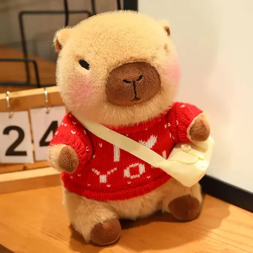 Miniatura 7 de Capybara - Juguete de peluche con 7 piezas de ropa y accesorios, lindo animal de peluche Capybara con trajes (marrón)