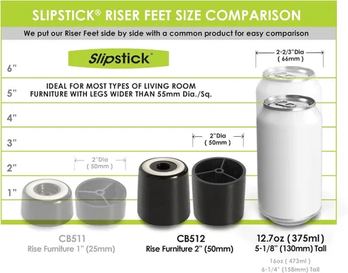 Miniatura 4 de Slipstick CB511 Protectores para patas de muebles, para no dañar el piso, de 1 pulgada de alto, con hule antiderrapante. Juego de 4