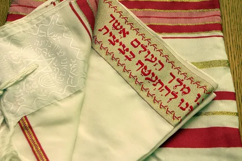 Miniatura 5 de Bata Mesiánica Judío Rosa y Oro Tallit Chal de oración Tamaño 57-180 Cm, Blanco, Blanco