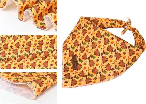 Miniatura 2 de Lionet Paws Bandana de Acción de Gracias para perro, lavable, de algodón, pañuelo triangular, pañuelo de pavo para perros pequeños, medianos