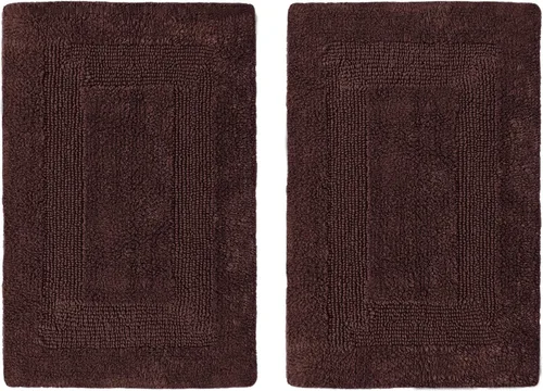 Miniatura 15 de COTTON CRAFT Lujosas alfombras de baño, juego de 2 alfombrillas reversibles y pesadas para suelo de baño, bañera y ducha, tapete de algodón puro