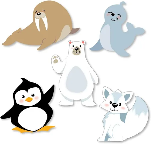 Big Dot of Happiness Arctic Polar Animals - Recortes para baby shower de invierno o fiesta de cumpleaños, 24 unidades