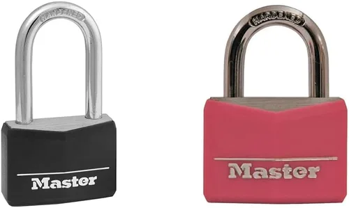Master Lock Cerradura de aluminio cubierta, cerradura de casillero con llave, cerradura de llave para exteriores, 1 paquete, 141DLF y candado con
