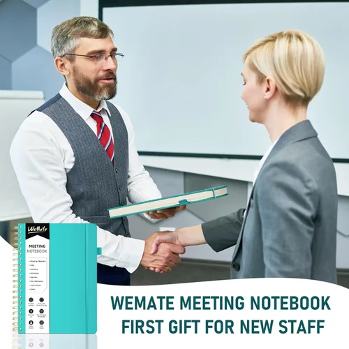 Miniatura 5 de WEMATE Cuaderno de Reuniones para Trabajo B5 (7"x10") - Cuaderno de Trabajo de Cuero PU con Agenda, Elementos de Acción y Notas - 200 Páginas