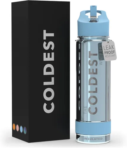 Miniatura 29 de Coldest - Botella para agua con tapa que incluye pajilla, térmica y metálica (acero inoxidable), para hombres y mujeres, color morado