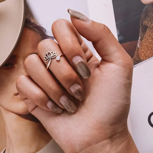 Miniatura 2 de LAWOTY Anillos de plata de ley 925 para mujeres y niñas, anillos vintage ajustables de oxidación abierta, anillos de luna para regalos de cumpleaños