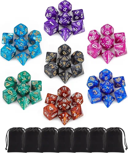 Miniatura 15 de QMay DND Juego de Dados - 25x7 (175 piezas) Dados Poliédricos Compatibles con Dungeons and Dragons D&D RPG MTG Juegos de Mesa. 25 juegos de 7 dados