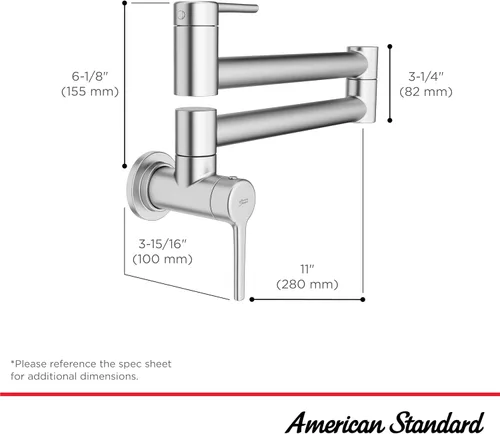 Miniatura 5 de American Standard 4803900.002 Studio S - Llenadora de pared cromada Cromo