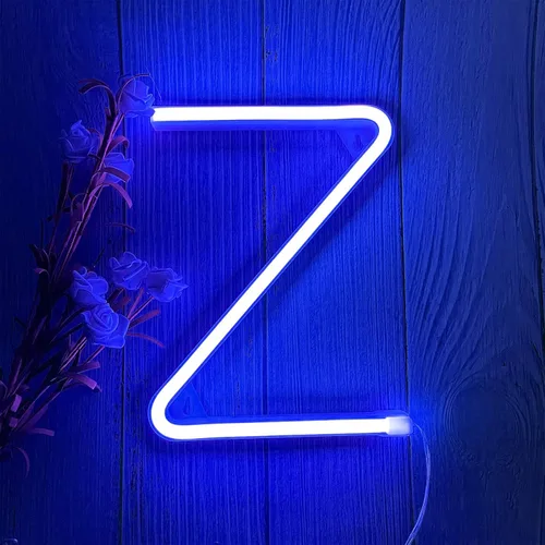 Miniatura 28 de ENUOLI Letreros de neón LED en azul con letras de neón para decoración de pared, luz nocturna, funciona con pilas o USB, letras de neón LED