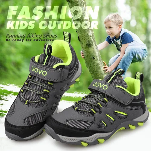 Miniatura 4 de UOVO Botas de senderismo resistentes al agua para niños, zapatos para caminar al aire libre, antideslizantes, al tobillo, zapatos deportivos
