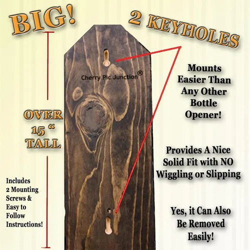 Miniatura 4 de Jobs by President - Wall Mounted Bottle Opener with Cap Catacher - Rustic Sign, Funny Meme - 100% Real Wood. 3/4" Thick - 15" Tall(Jobs Bottle