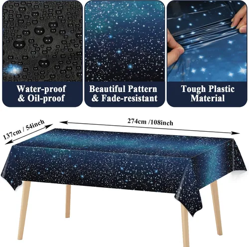 Miniatura 3 de Galaxy Party Supplies sirve 24 platos de papel para fiesta de noche estrellada, servilletas, temática espacial, juego de vajilla para niños, fiesta