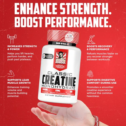 Miniatura 2 de Old School Labs Monohidrato de creatina micronizada de 5000 mg con probiótico BioFit™ - Sin hinchazón post-recuperación para hombres y mujeres Apoya