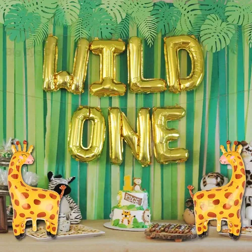 Miniatura 5 de Globos de papel de aluminio de jirafa, gran selva, safari, animal, decoraciones de fiesta de cumpleaños, globo gigante de safari para niño, salvaje