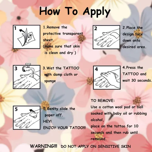 Miniatura 6 de CHARLENT Tatuajes temporales de flores con purpurina para niñas, 74 hojas individuales, impermeables y fáciles de despegar, recuerdos de fiesta