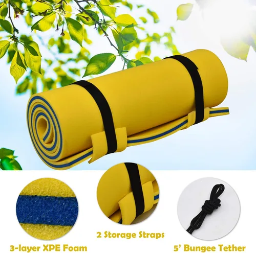 Miniatura 3 de GLACER Almohadilla de agua flotante de 87 x 36 pulgadas, 3 capas de espuma XPE flotante para recreaciones acuáticas, isla flotante para piscinas