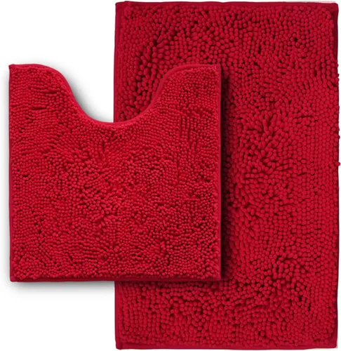 Miniatura 17 de Juego de alfombras de baño de 2 piezas, súper absorbente suave, gruesa, lavable en lavadora, alfombra de baño de chenilla antideslizante, alfombra