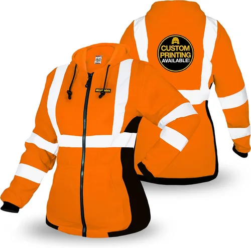 KwikSafety - Charlotte, NC - Sudadera con capucha de seguridad de forro polar para mujer | Chaqueta de seguridad Hi Vis para mujer Chaqueta ligera
