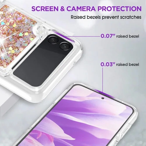 Miniatura 5 de Funda con purpurina para Samsung Z Flip 3, a prueba de golpes, funda de TPU transparente con purpurina líquida para Samsung Z Flip 3 para mujer