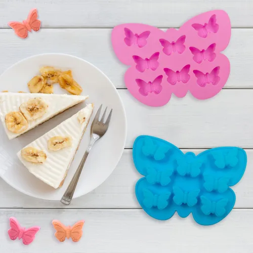 Miniatura 9 de YuCool - 3 moldes de silicona con forma de mariposa para chocolate, antiadherentes Color:Pink,Blue,Purple,food grade silicone,suitable for ovens