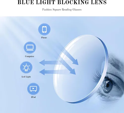 Miniatura 6 de Reading Glasses for Women - Stylish Blue Light Blocking Glasses Square Readers with Spring Hinge
