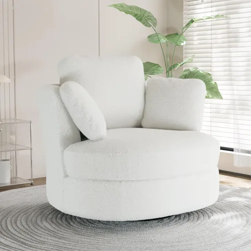 Miniatura 33 de Chifee & Vingol Silla decorativa giratoria de gran tamaño de 40.35 pulgadas, silla redonda tapizada de barril con almohadas, sillas giratorias
