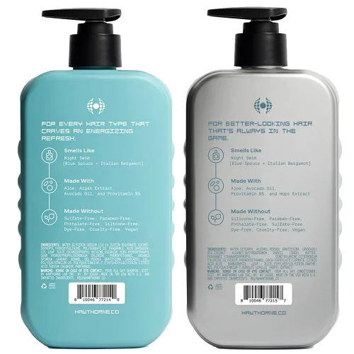 Miniatura 8 de Hawthorne Juego de champú y acondicionador para hombre todo el día. Champú y acondicionador sin sulfato con aceite de aguacate puro y aloe para un