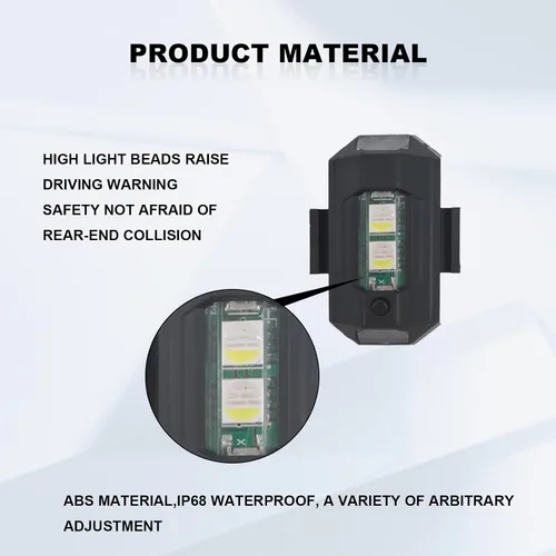 Miniatura 4 de 4 luces LED recargables de advertencia nocturna, luces estroboscópicas de 7 colores, luces anticolisión para dron, coche, motocicleta, barco