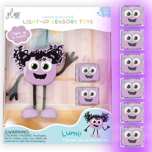 Miniatura 11 de Juguete de baño activado por agua Glo Pals con 6 cubos luminosos reutilizables para juegos sensoriales (Blair)