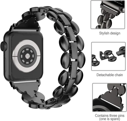 Miniatura 4 de Moolia Correa Elegante de Metal Compatible con Correa de Apple Watch de 38mm, 40mm, 41mm, 42mm, Correa de Moda para Mujer, Correa de Repuesto