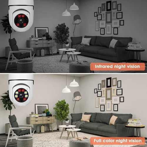 Miniatura 4 de Bombilla inalámbrica WiFi 1080P, cámaras de seguridad inalámbricas para exteriores, 360 grados para interiores, cámaras de seguridad para seguridad