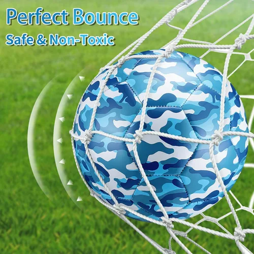 Miniatura 5 de Libima Balón de fútbol de camuflaje con inflador, tamaño oficial 4, para interiores y exteriores, colorido y suave, juguete para niños y niñas, Azul