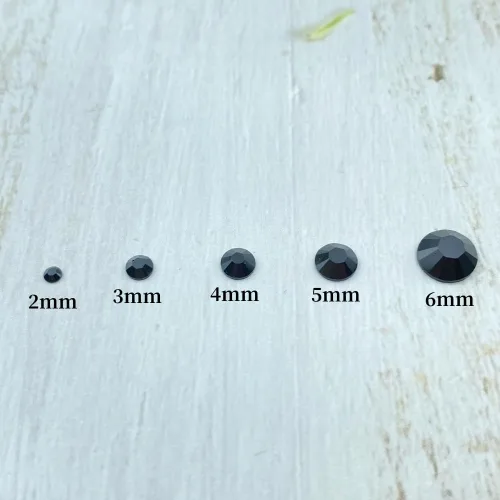 Miniatura 2 de 3000 diamantes de imitación de resina de 0.197 in con parte trasera plana redonda negra para manualidades, diamantes de imitación brillantes
