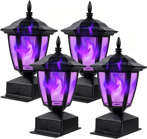 Miniatura 9 de Dynaming Paquete de 2 luces solares para postes de llama para exteriores, lámparas alimentadas por energía solar, luces LED de llama parpadeante