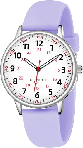 Miniatura 7 de Reloj de enfermera para mujer, resistente al agua, analógico, de silicona, con segundero, reloj de enfermería