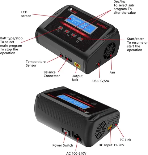 Miniatura 7 de LiPo Cargador de batería, 150 W 10 A AC/DC RC Cargador de equilibrio para 1-6S LiPo/LiHV/Li-ion/Life, NiMH NiCd (1-15S) Pb, carga rápida para coche