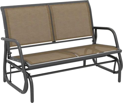 Outsunny Banco planeador para 2 personas para exteriores, silla mecedora doble para patio, sofá biplaza con marco de acero recubierto de polvo para