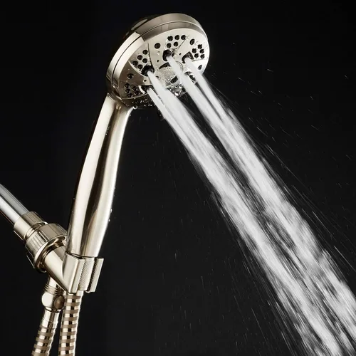 Miniatura 3 de AquaDance Cabezal de ducha de mano de alta presión de níquel cepillado de 6 ajustes con manguera y soporte extralargos de 6 pies - Boquillas