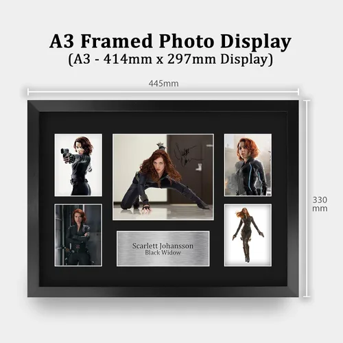Miniatura 2 de HWC Trading Scarlett Johansson Black Widow Avengers - 16 x 12 pulgadas (A3) Impreso de regalos firmados con autógrafo para fanáticos de recuerdos