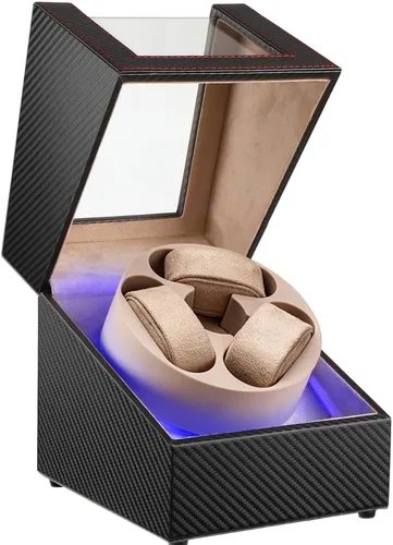Miniatura 9 de J&T Technology Enrollador de reloj para relojes automáticos, enrollador automático de reloj con luz LED, caja de reloj giratoria con motor